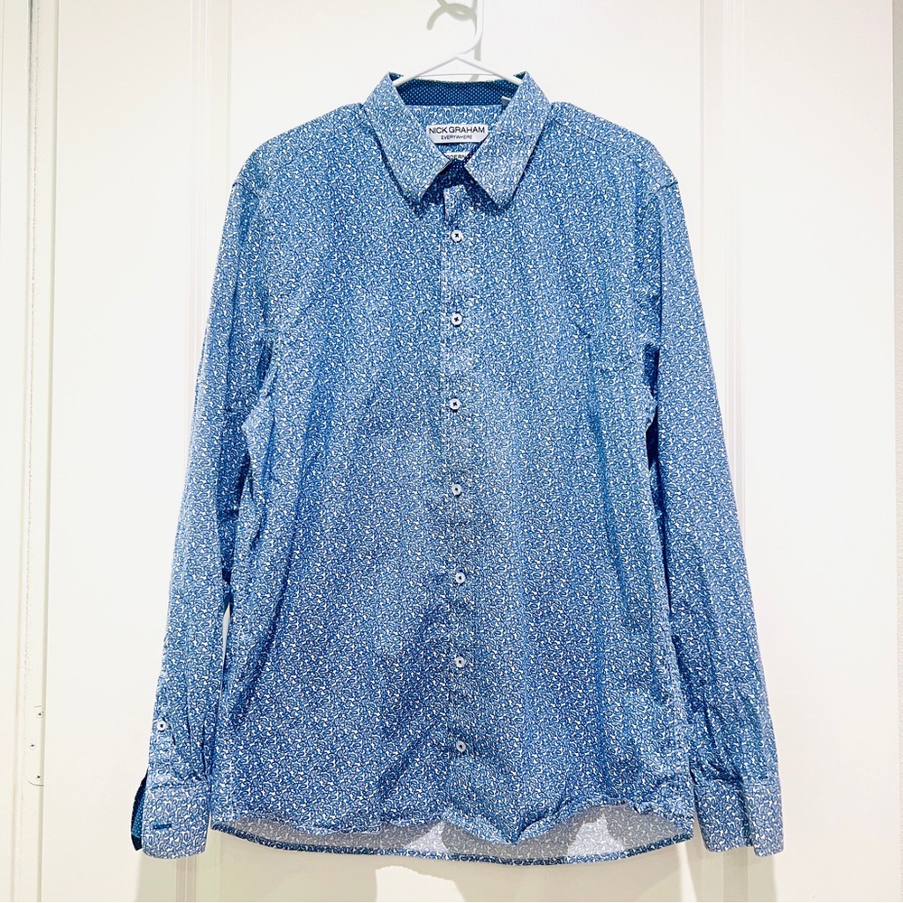 Nick Graham everywhere men’s paisley modern fit long sleeve button up shirt XL